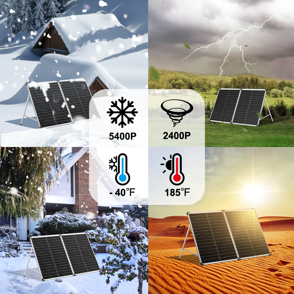 Portable 100W Mono Folding Solar Panel, Rigid for 12V RV, Boat & Emergency Use
