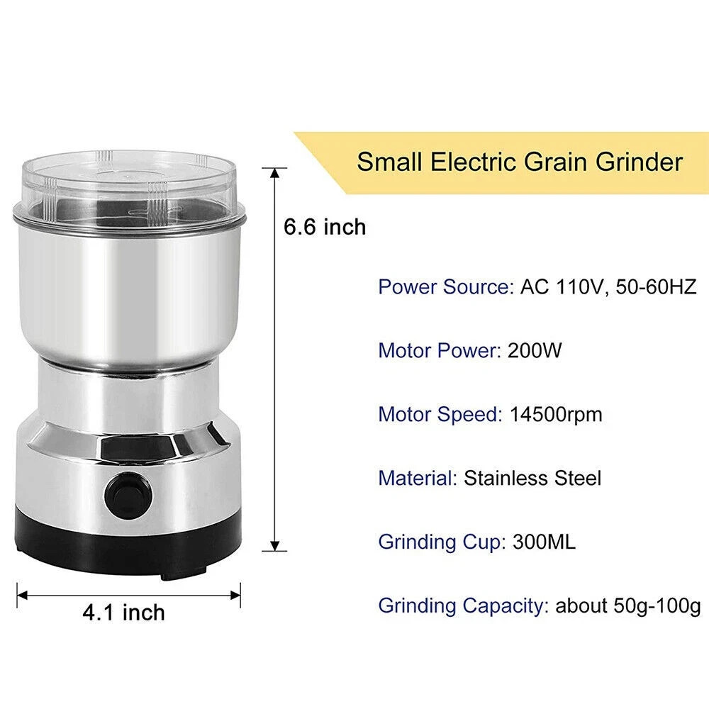 Electric Coffee Bean Grinder Nut Seed Herb Grind Spice Crusher Mill Blender NEW