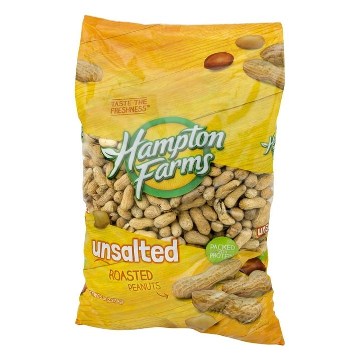 6 Pack – Hampton Farms Unsalted In-Shell Peanuts (5 lbs.)