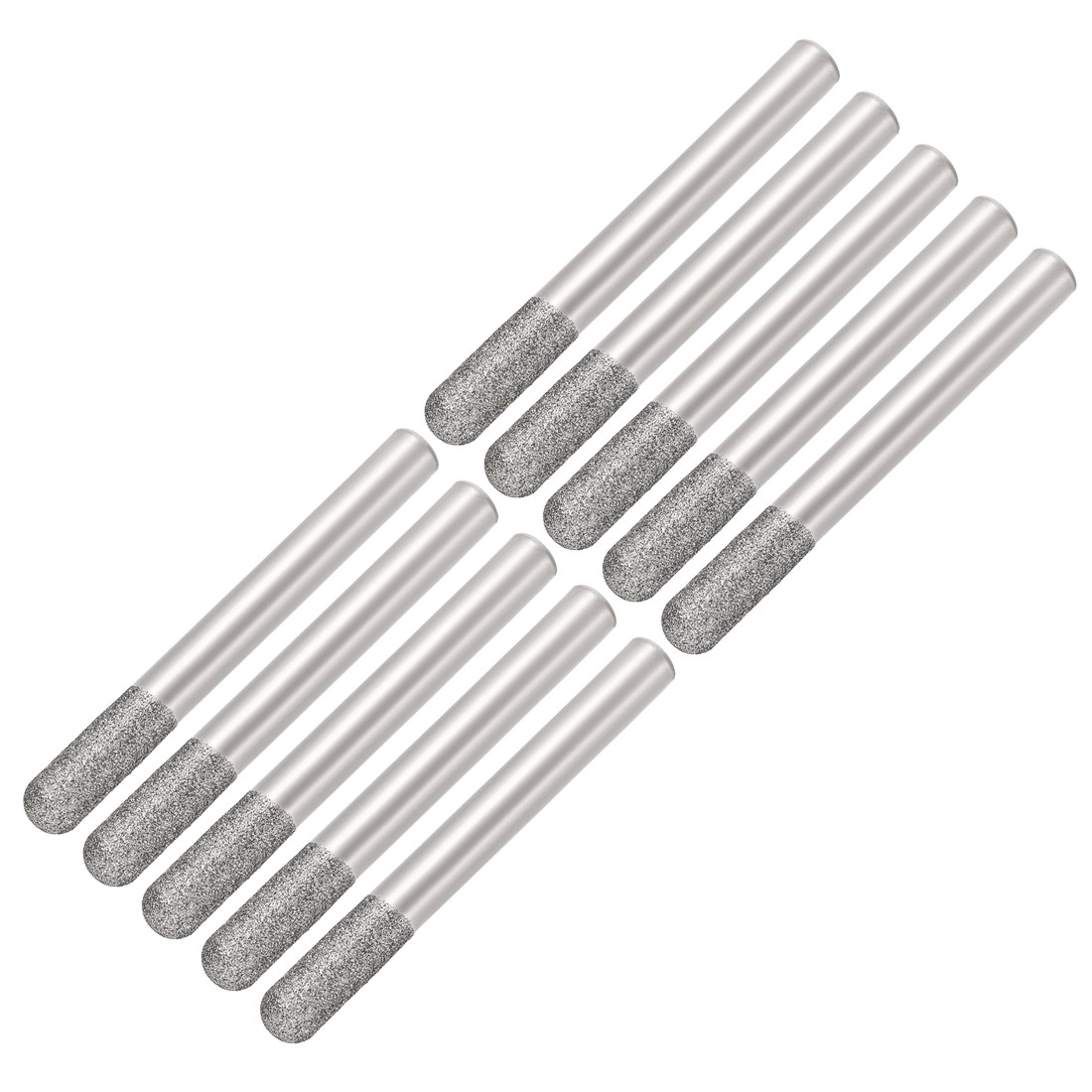 Diamond Burrs 1/4-Inch Shank 6mm Cylindrical Ball Nose 120 Grit 10 Pcs