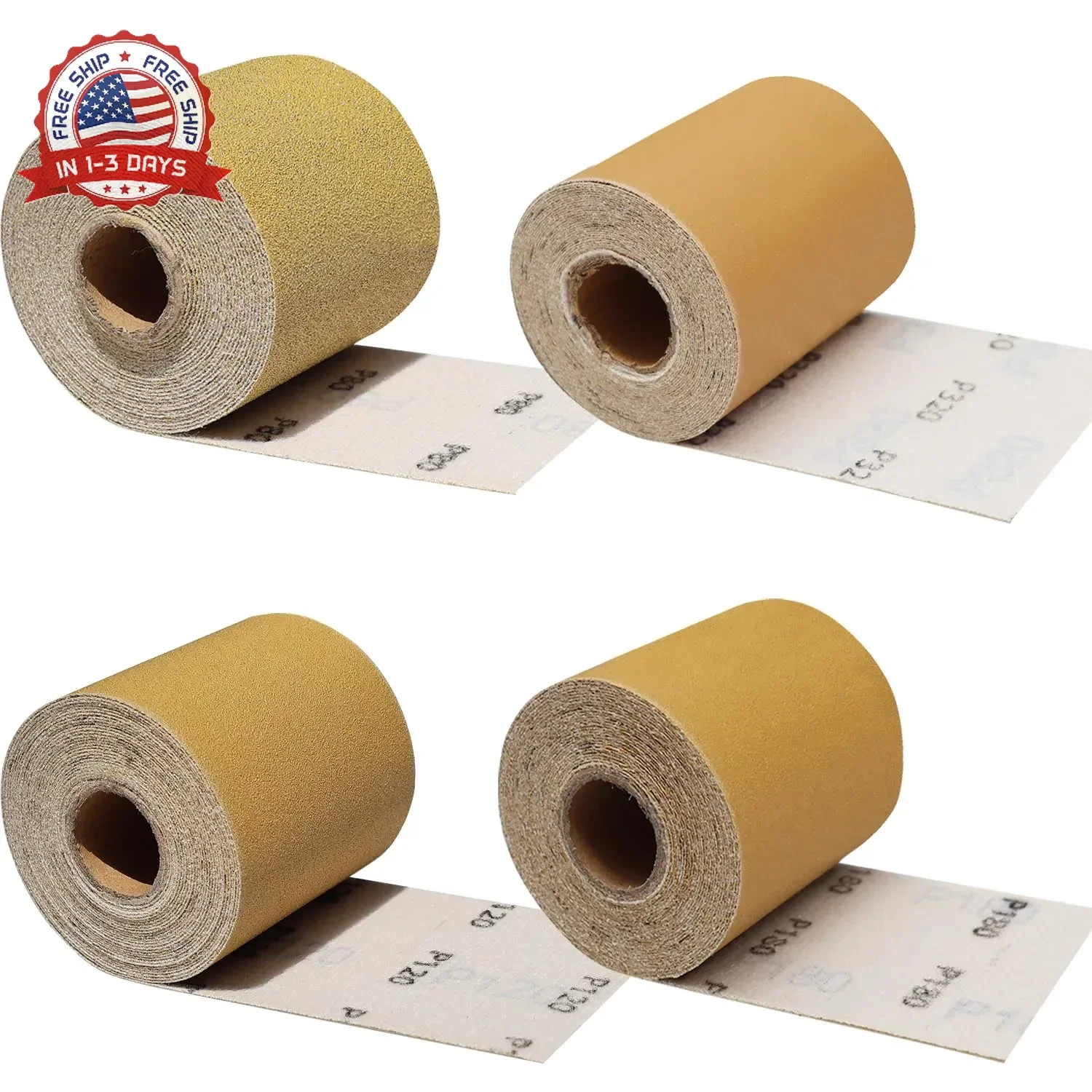 Total 20 Yards 2-3/4″ Wide Continuous Sandpaper Roll Kit – 80 120 180 320 Grit H