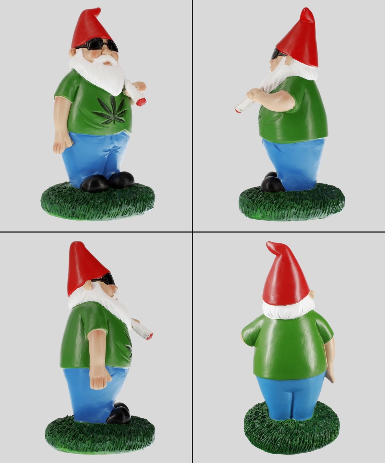 Gnometastic Hippie Smoking Gnome, 8.5in, Funny Garden 8.5in Tall, Green