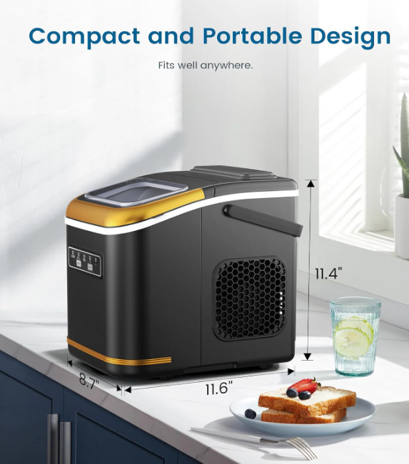 Ice Makers Countertop, Portable Ice Machine with Carry Handle, 26.5lbs/24Hrs,New