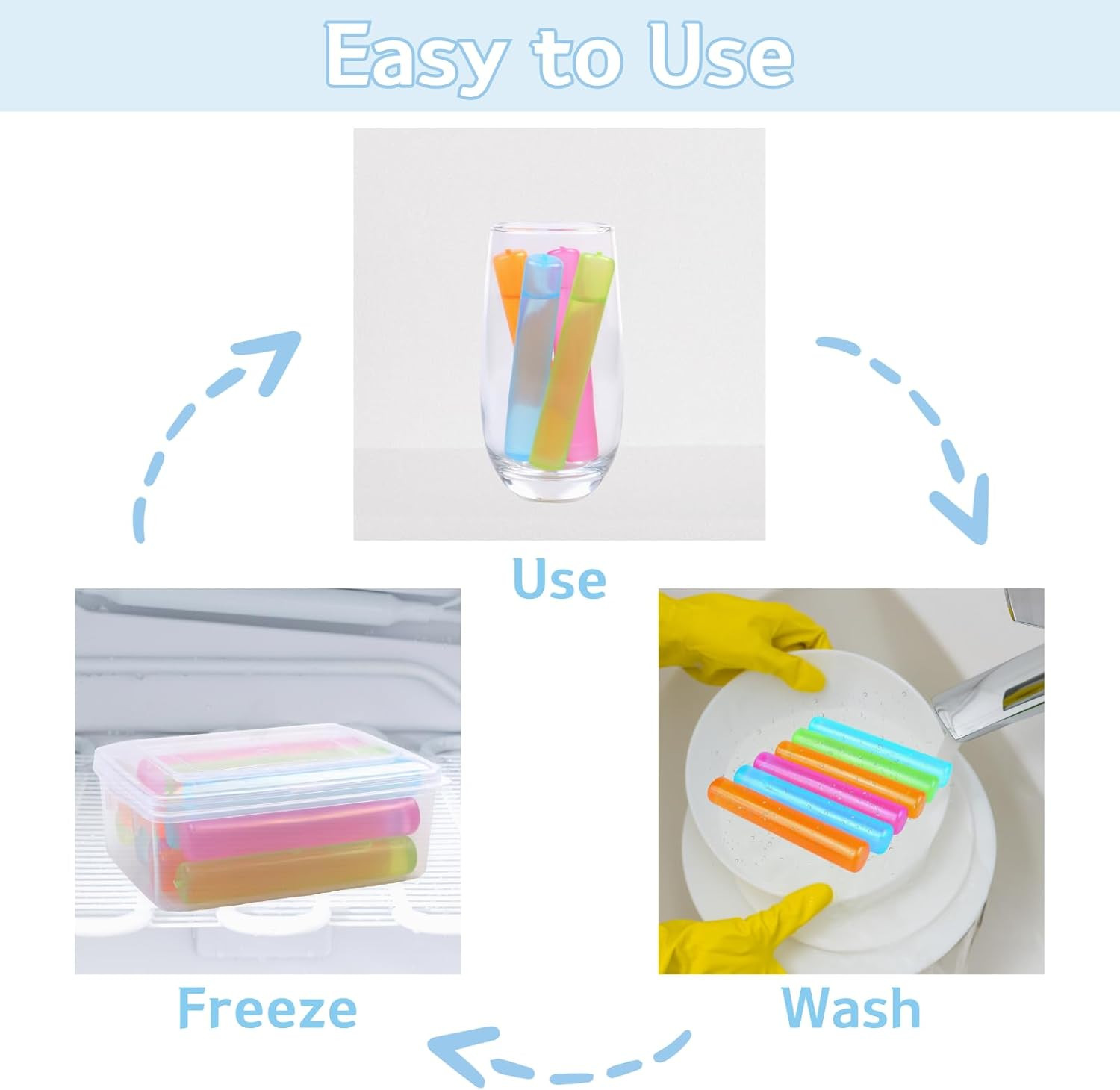 Reusable Ice Cube with Lid and Bin, 8 Pack Plastic Ice Cubes for Drinks BPA Free