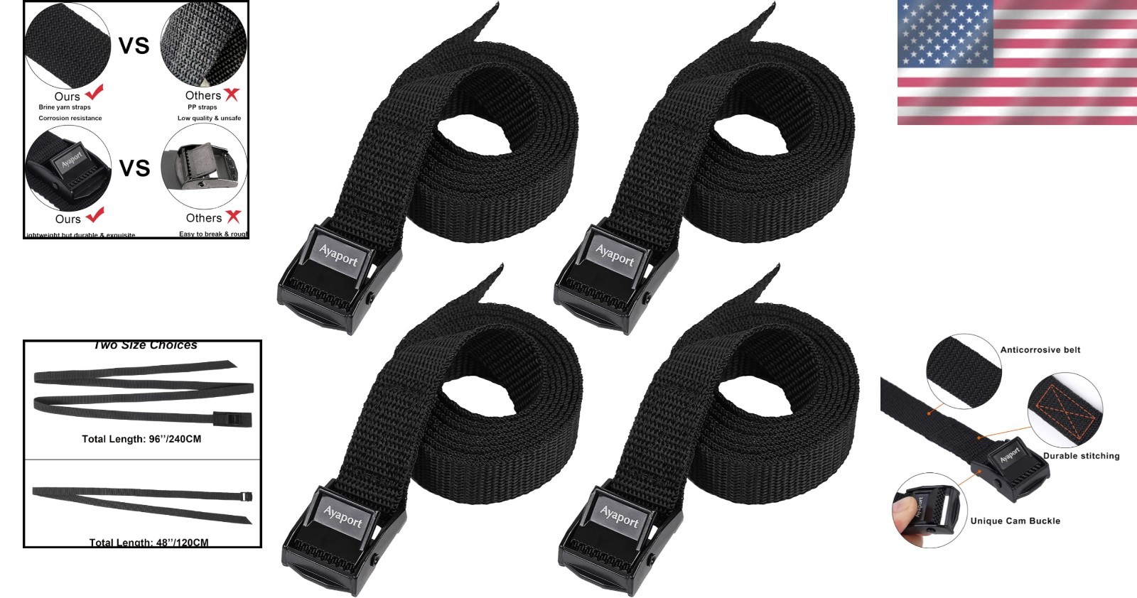 Lightweight 260lbs Capacity Ayaport Adjustable Straps – Perfect for All Loads
