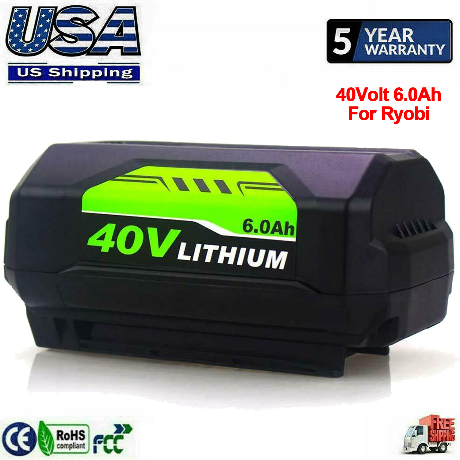 for Ryobi OP40602VNM 40v 6Ah Lithium Battery OP4040 OP4026 OP4030 OP4050 OP4060A