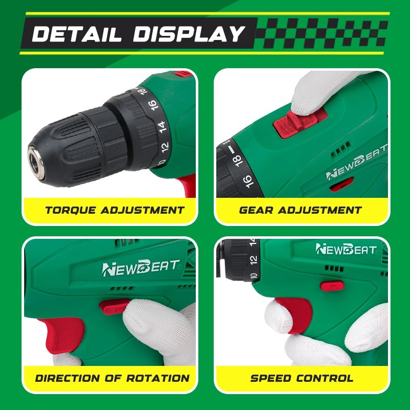 Portable 12V Cordless Drill Driver Electric Screwdriver Handheld Tool Set
