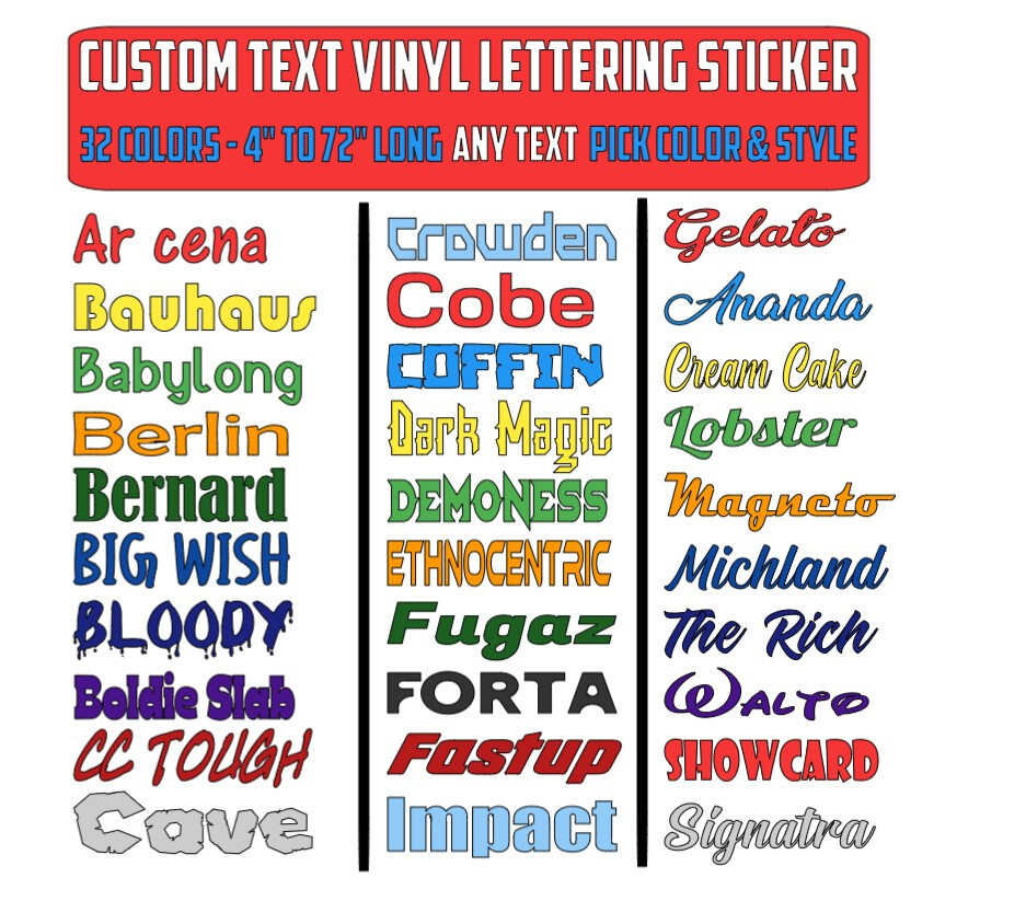 Custom Text Vinyl Lettering Sticker Decal Personalized -ANY TEXT – ANY NAME – [2