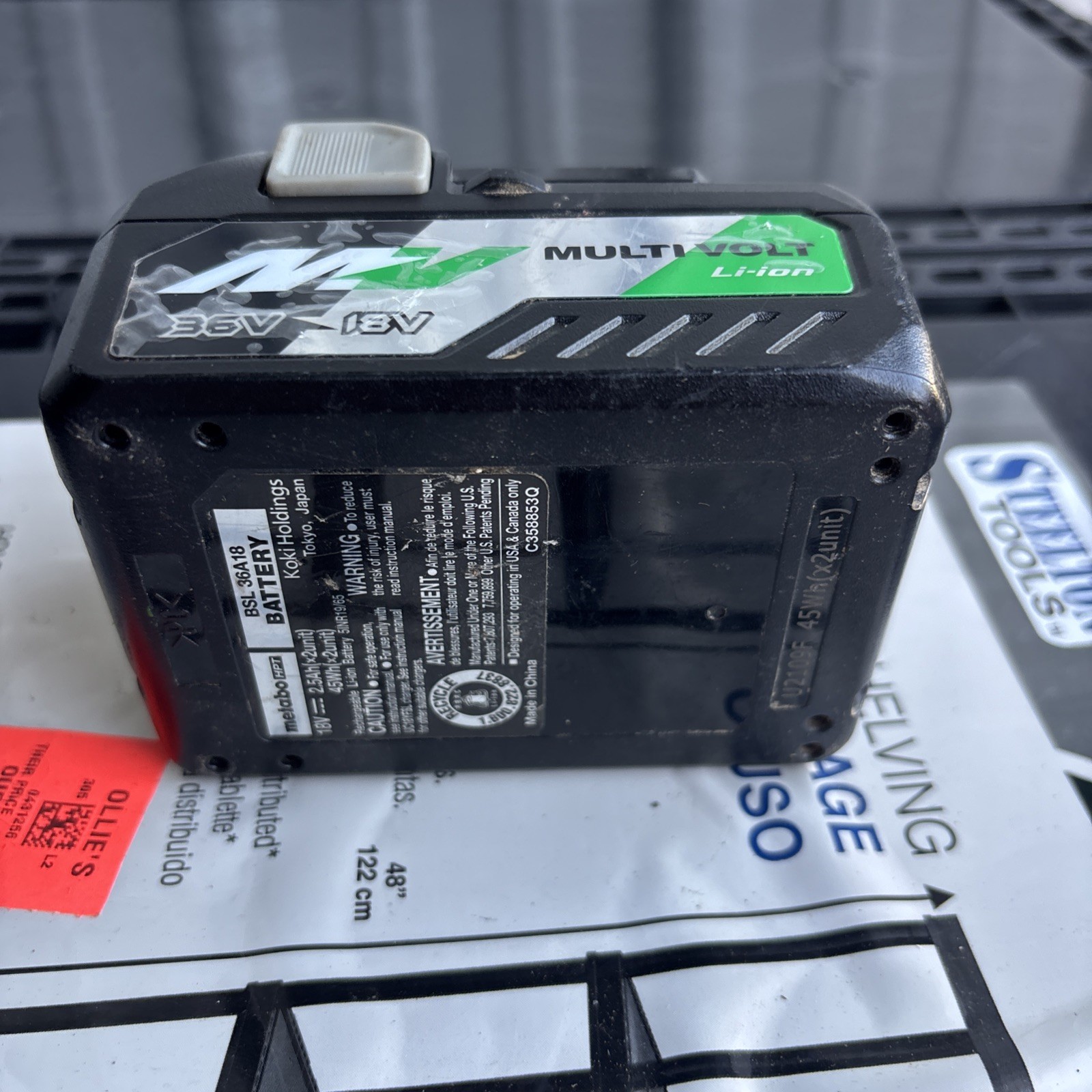 METABO HPT [BSL 36A18] MULTI-VOLT 36V / 18V 2.5AH LITHIUM ION BATTERY – Tested