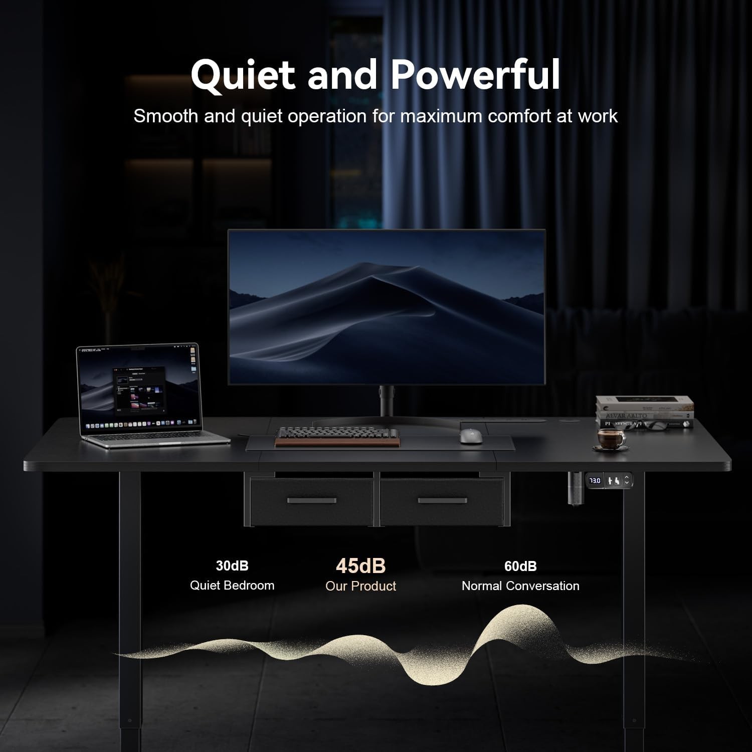 Electric Standing Desk with Drawers , Stand Up Desk with Outlet, Adjustable Desk
