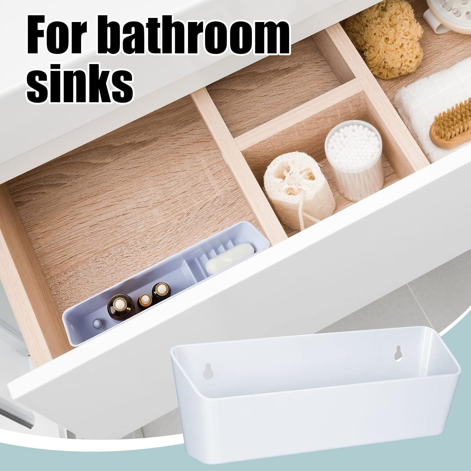 2 Pack Tip Out Tray for Sink with 2 Pairs of Hinges Front Sink Drawer Tip Out