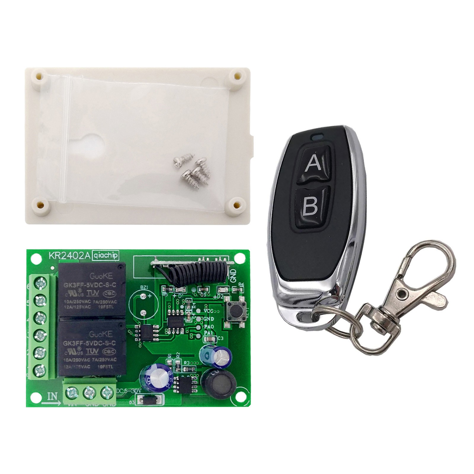 433MHz Universal Wireless Remote Control DC 6V 12V 24V 2CH RF Relay Transmitter