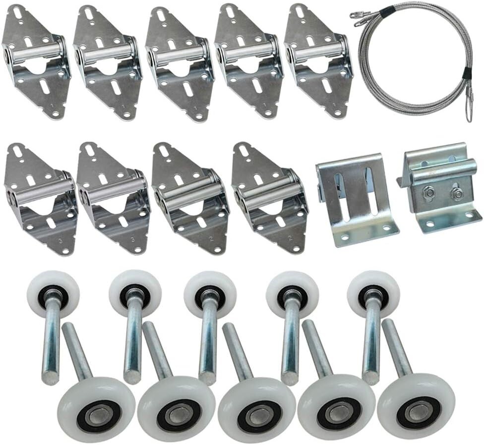 Premium Garage Door Roller/Hinge/Top Bracket/Wire Rope Kit for 7′ Height Doors