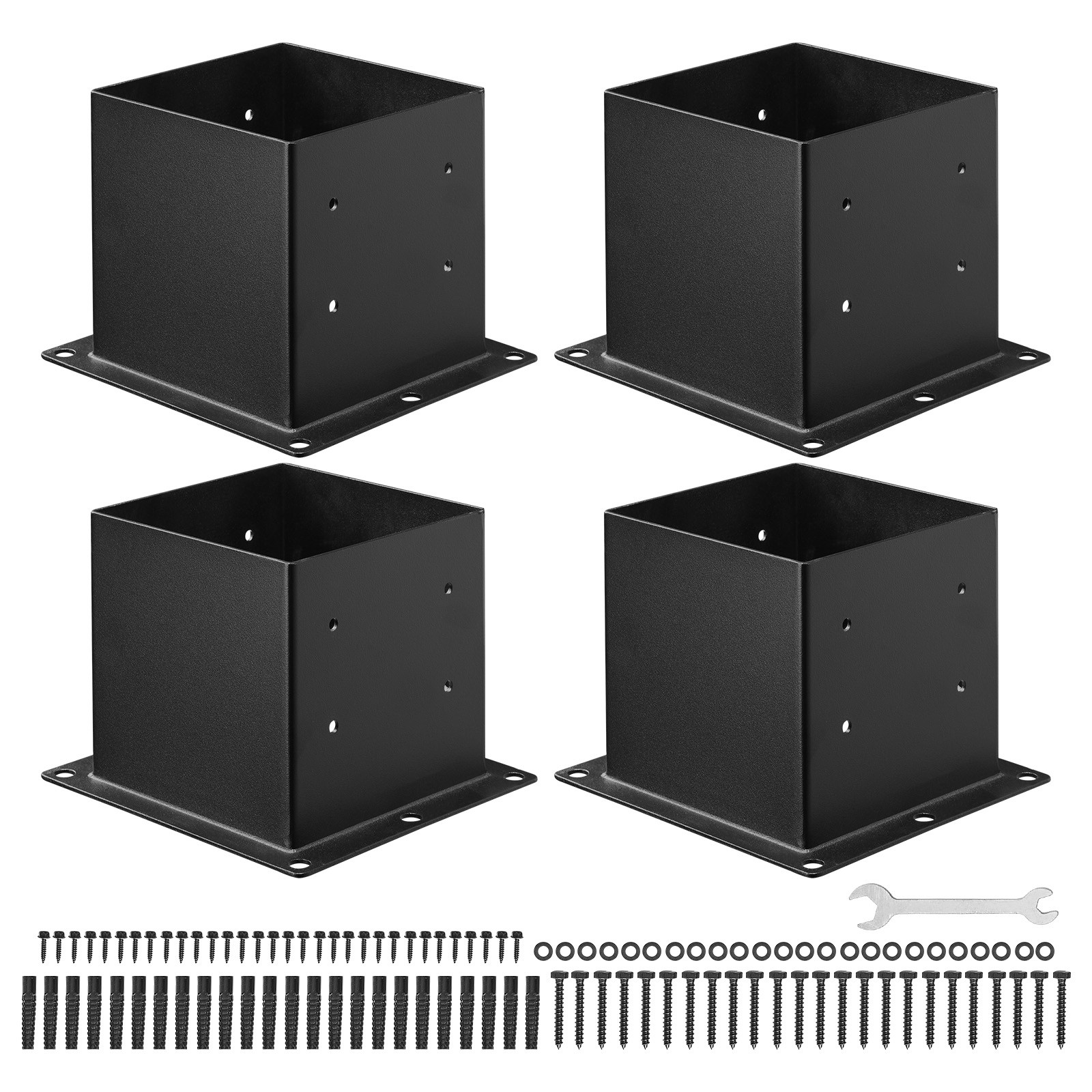 VEVOR 4 Pack 4×4 Post Base Brackets Wood Fence Post Anchor Inner Size 3.6×3.6 in