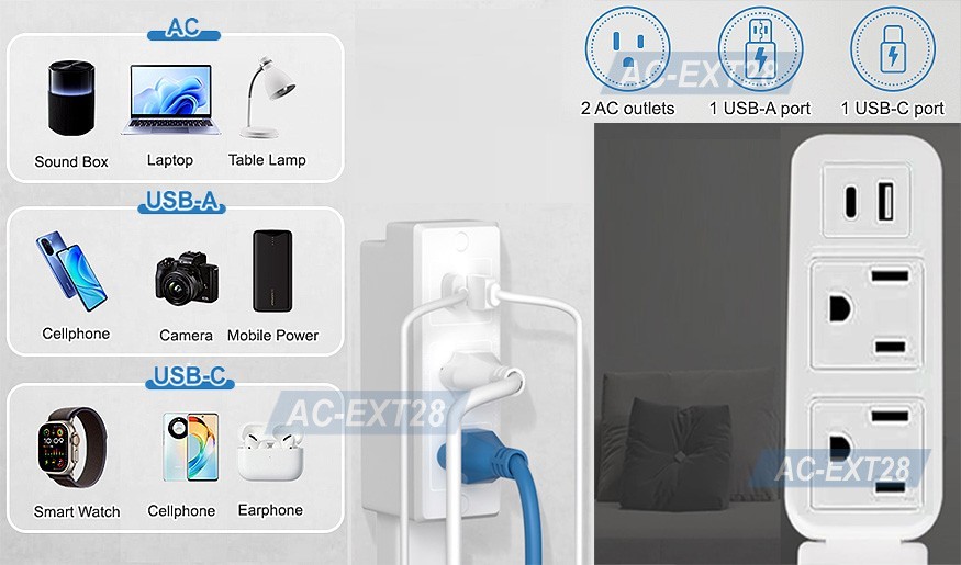 AC Outlet Extender Stick – Electrical Socket Extension For Tight & Hidden Areas