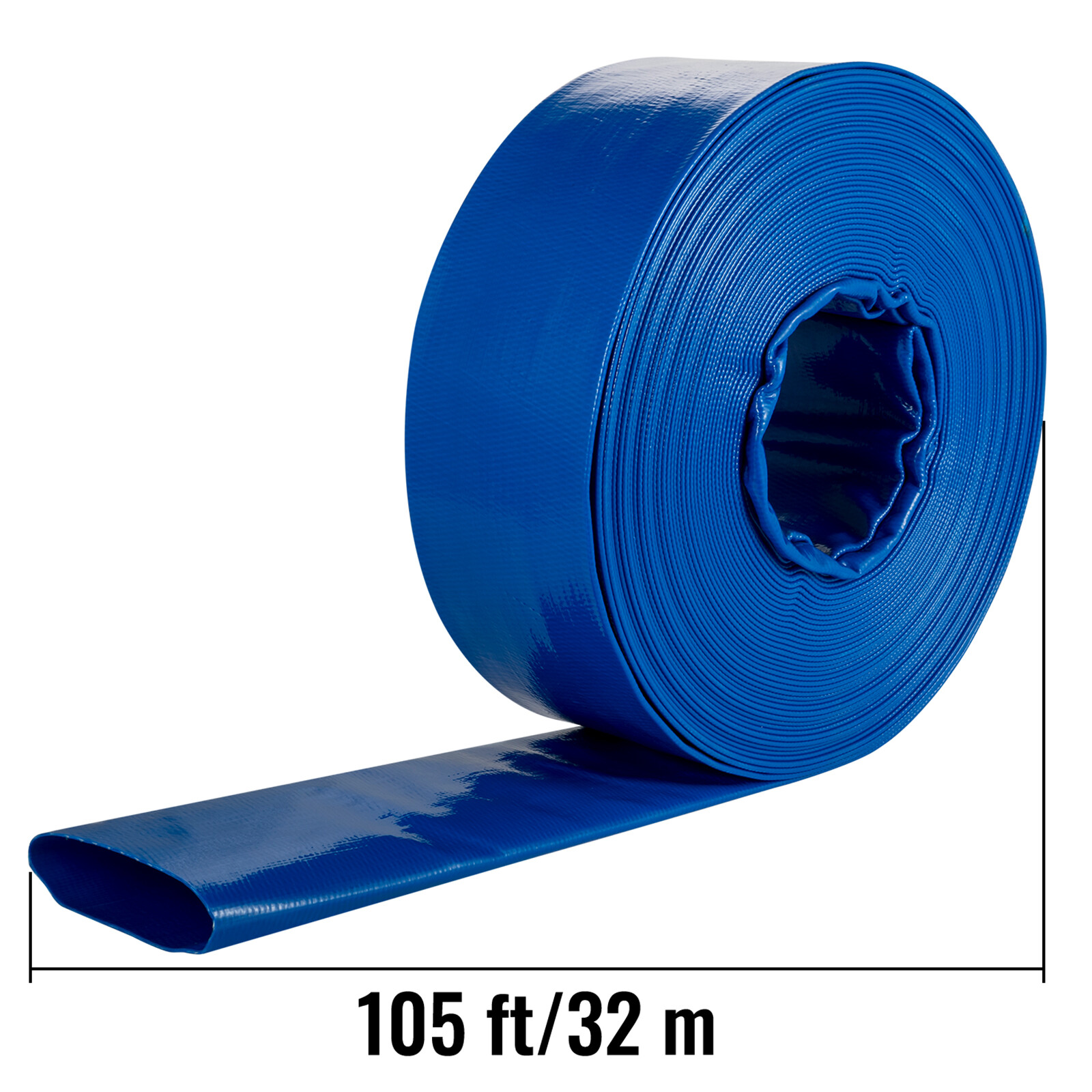 VEVOR Discharge Hose 2″x 105′ PVC Lay Flat Hose Backwash Drain Hose w/ Clamp