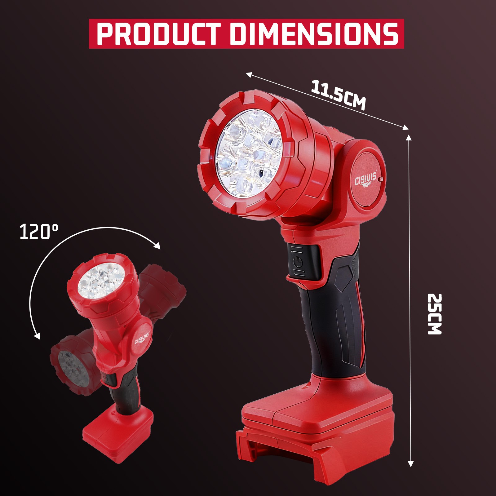 CISIVIS LED Flashlight Cordless Led Work Light Compatible Milwaukee M18 Battery