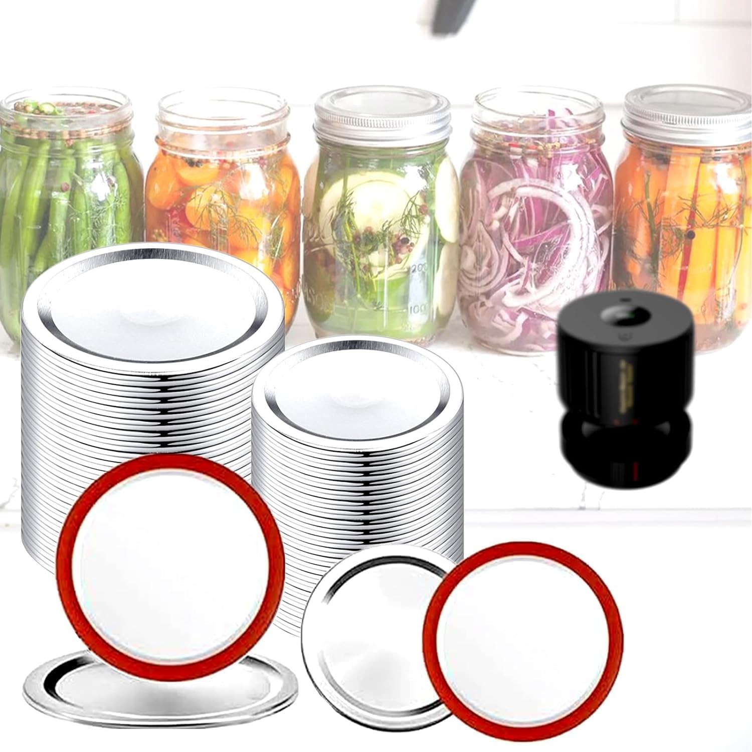 48PCS Mason Jar Lids for Wide and Regular Mouth Jars, No Date Reminder,