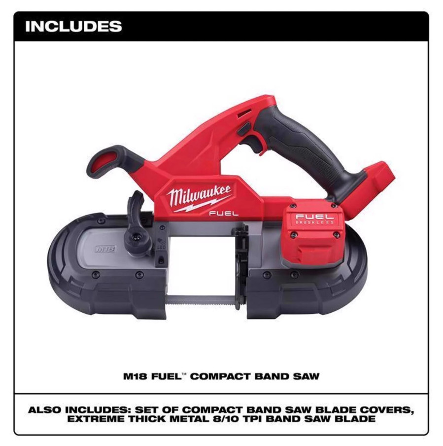 Milwaukee 2829-20 M18 FUEL 3-1/4″ x 3-1/4″ Compact Variable Speed Band Saw, Bare