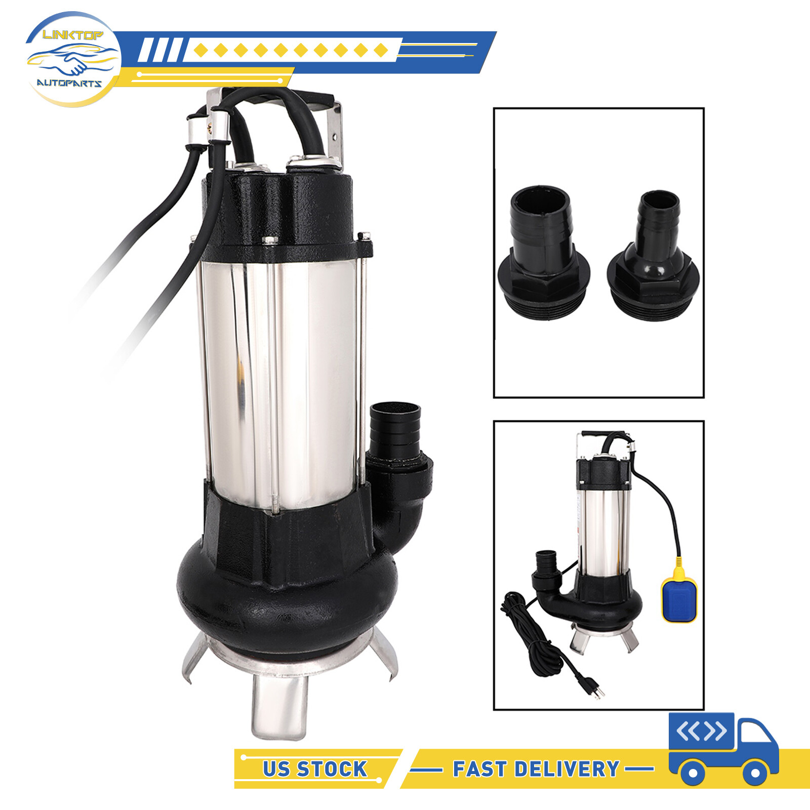 1.5HP Submersible Sewage Pump 6340GPH w/42.6 ft Cable Cast Iron Impeller