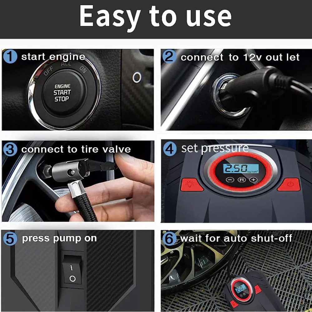 Car Tire Air Pump Inflator Compressor Digital Electric Auto Portable 150PSI 12V