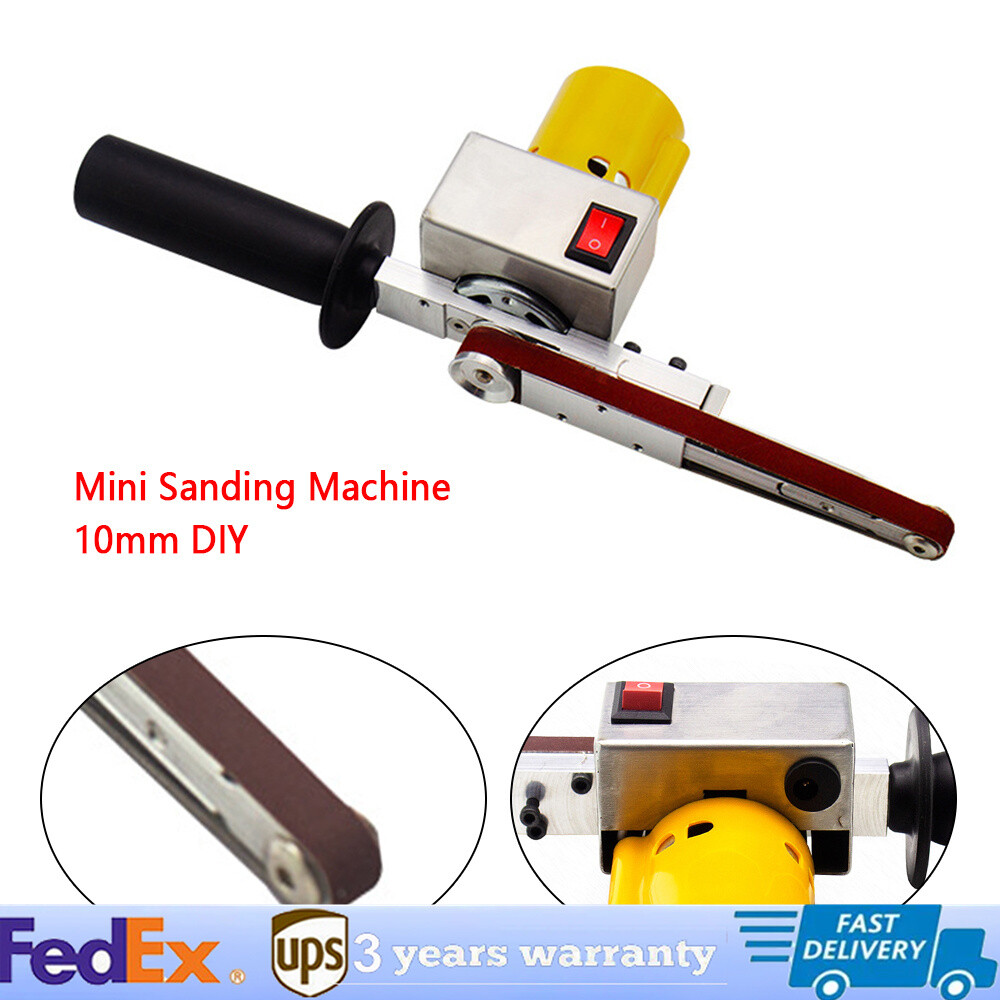 Electric Belt Sander Handheld Mini Grinder Small Machine + 10 Sanding Belts