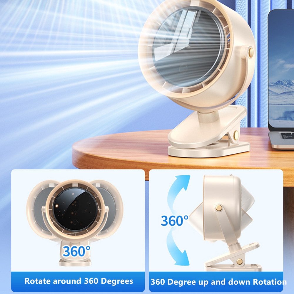 NEW Clip-On USB Desktop Small Fan, Stepless Speed Adjustment with LED display
