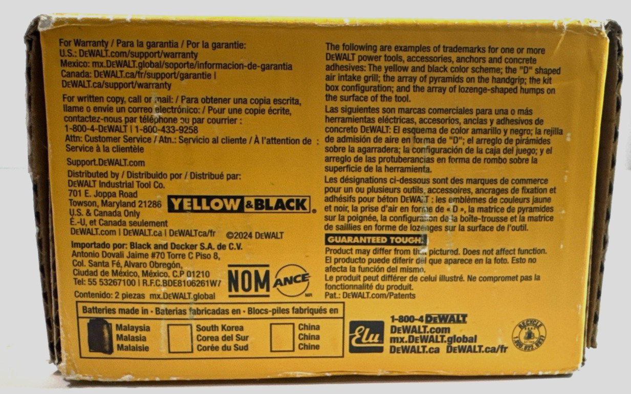 DEWALT DCB205-2 20V 5Ah Battery – Pack of 2 NEW