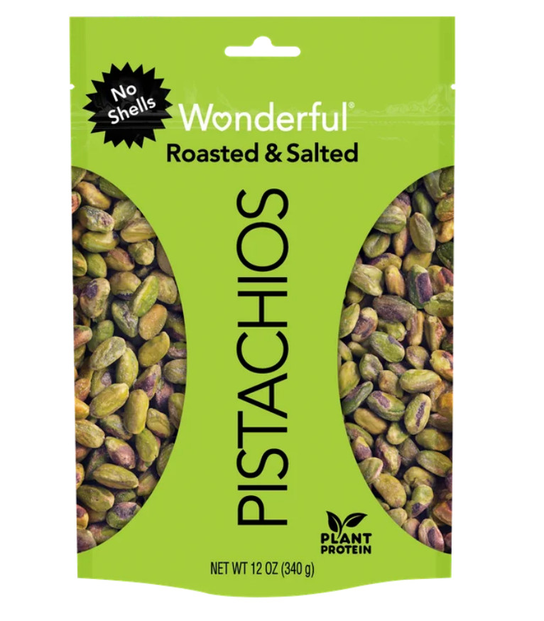 Wonderful Pistachios, No Shells Roasted & Salted Pistachios, 12 Ounce Bag