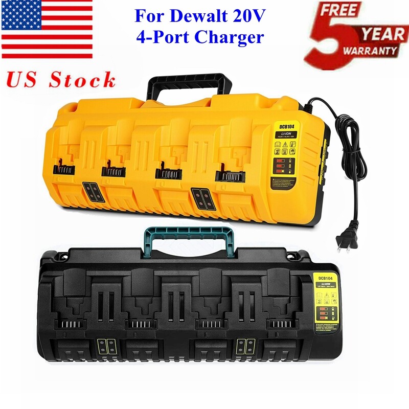 4-Port DCB104 Fast Charger For DEWALT 20V MAX Multi-Port Charger Charge 4 Once