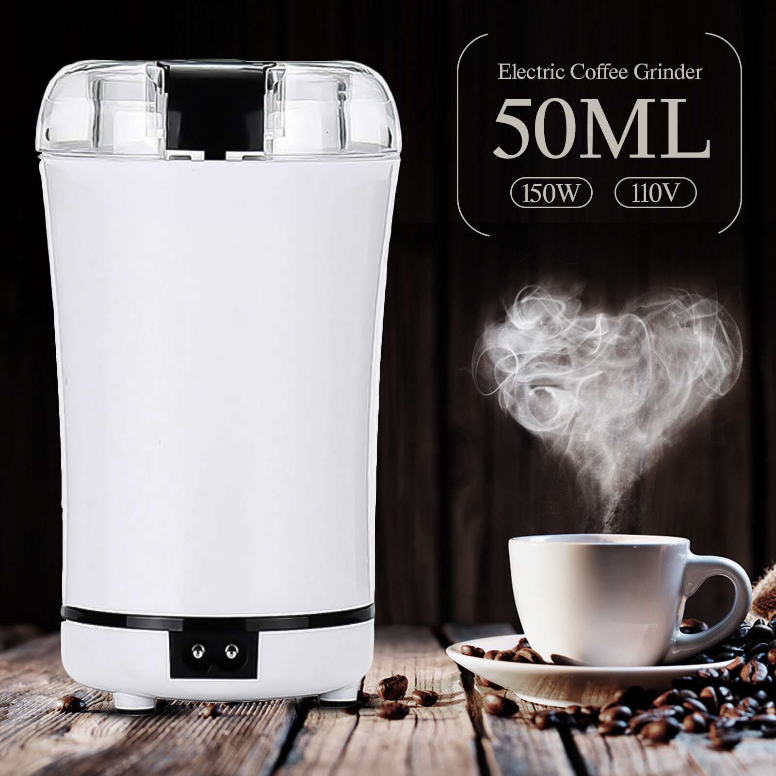 Portable Electric Coffee Grinder Bean Nut Grind Spice Crusher Mill Blender Cafe