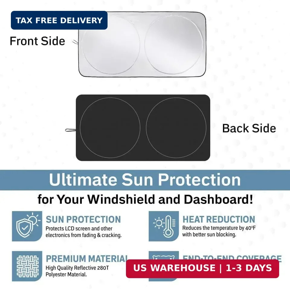 Foldable Car Windshield Sun Shade – 280T Thickened Reflective UV & Heat Shield w