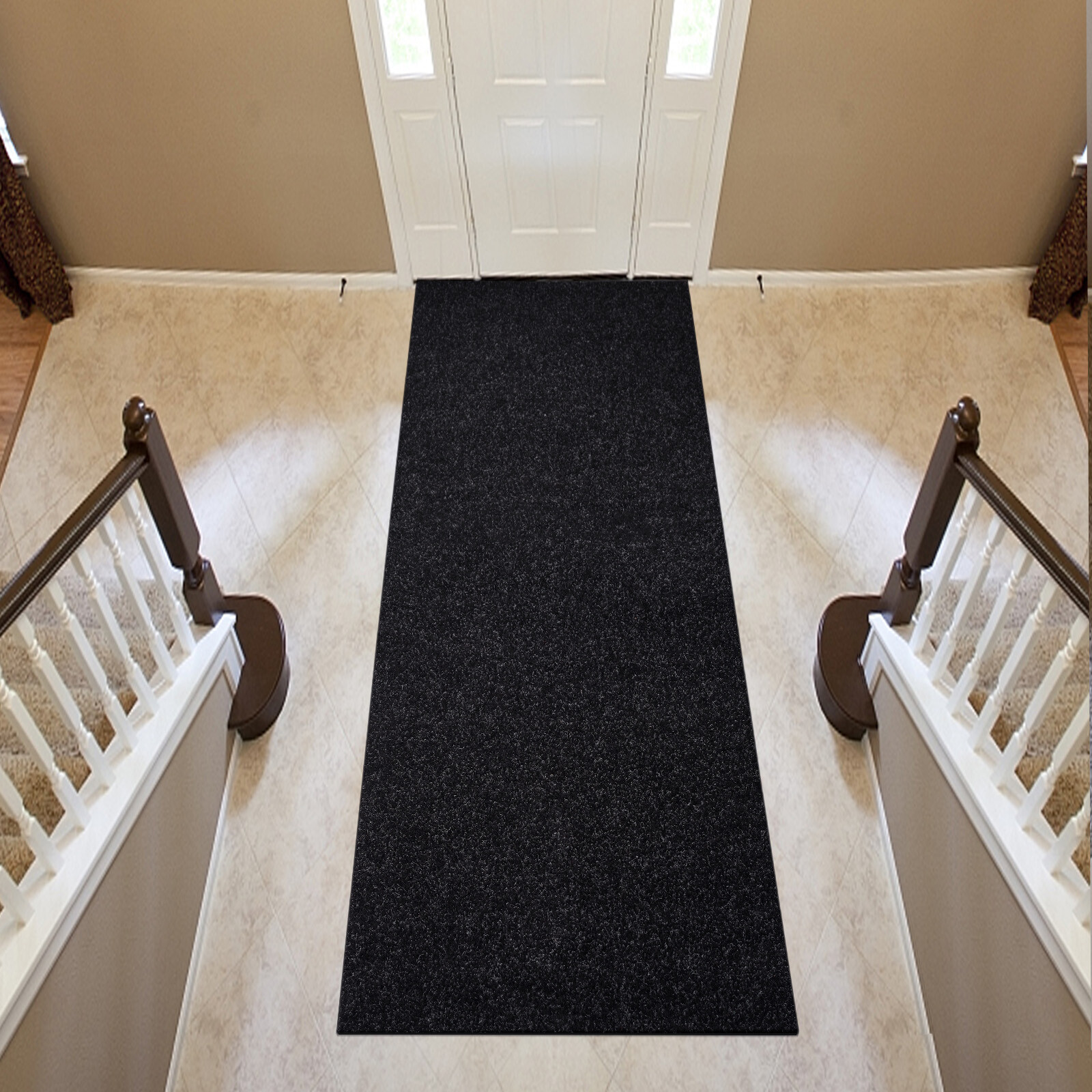 Black Runner Rug Hallway Non Slip Rubber Back Entryway Kitchen Runner Door Mat