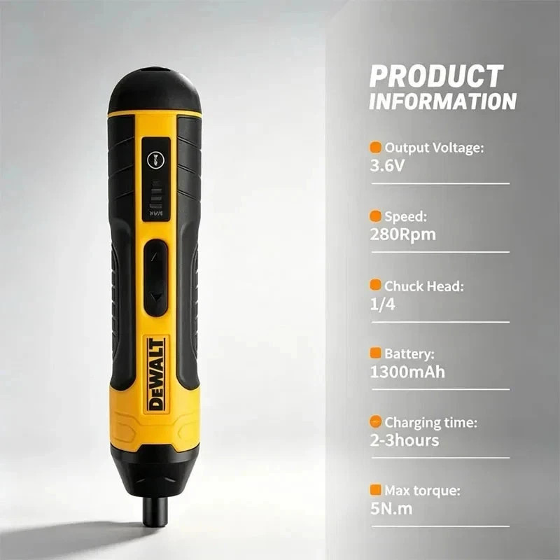 New DEWALT Cordless Electric Screwdriver 1300mAh USB Rechargeable Free Shipping