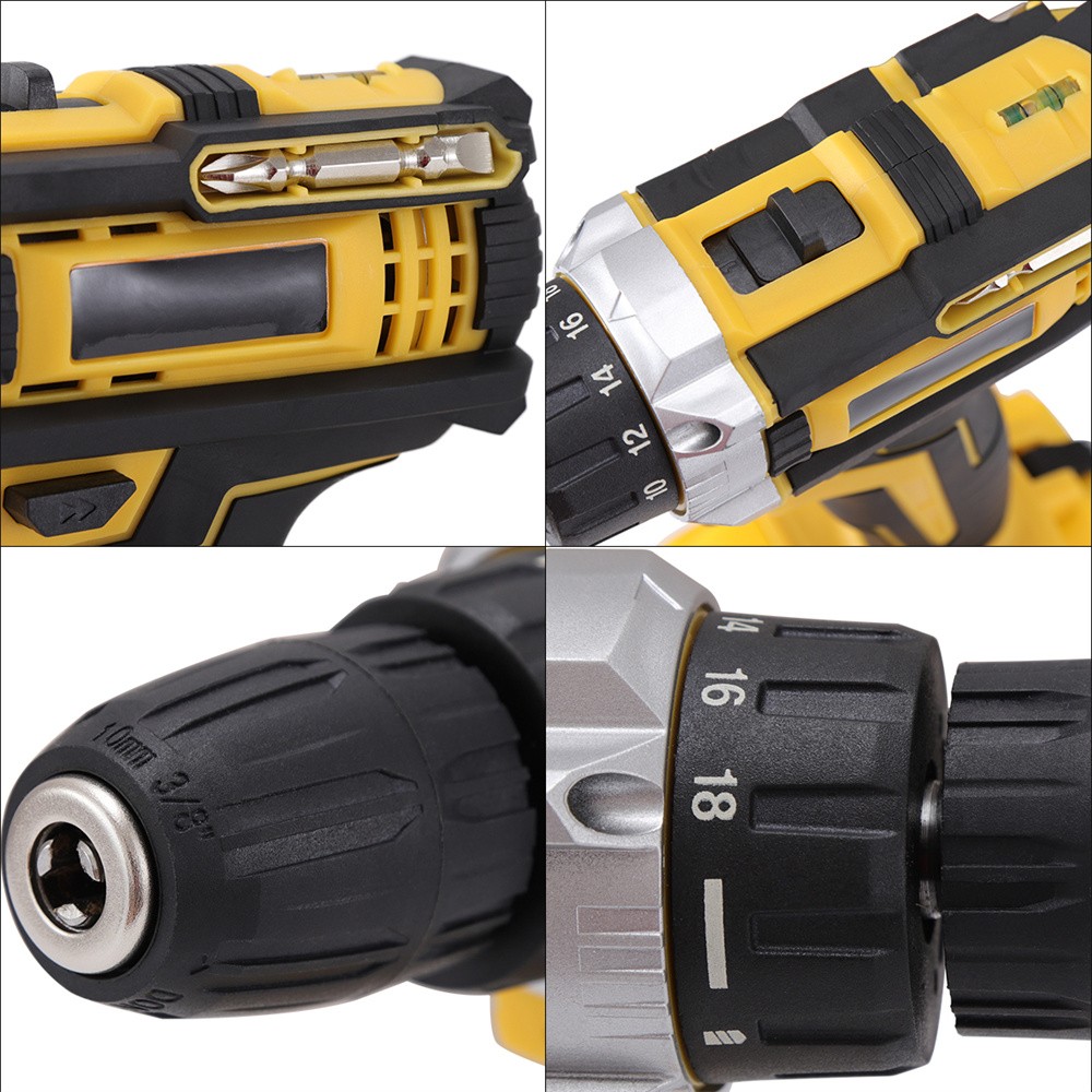 21V 18Nm Cordless Impact Drill Set Electric Screwdriver Driver with 2 Batteries