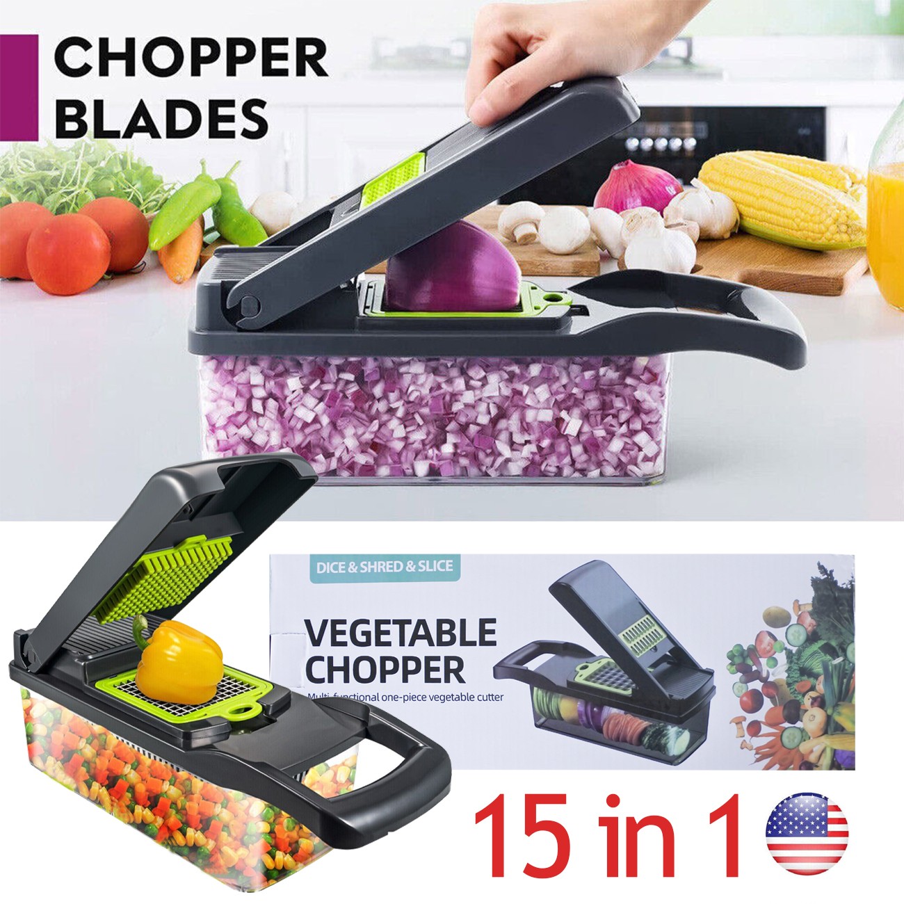 15 in 1 Food Salad Veggie Peelers Slicer Kitchen Vegetable Fruit Chopper Cutter