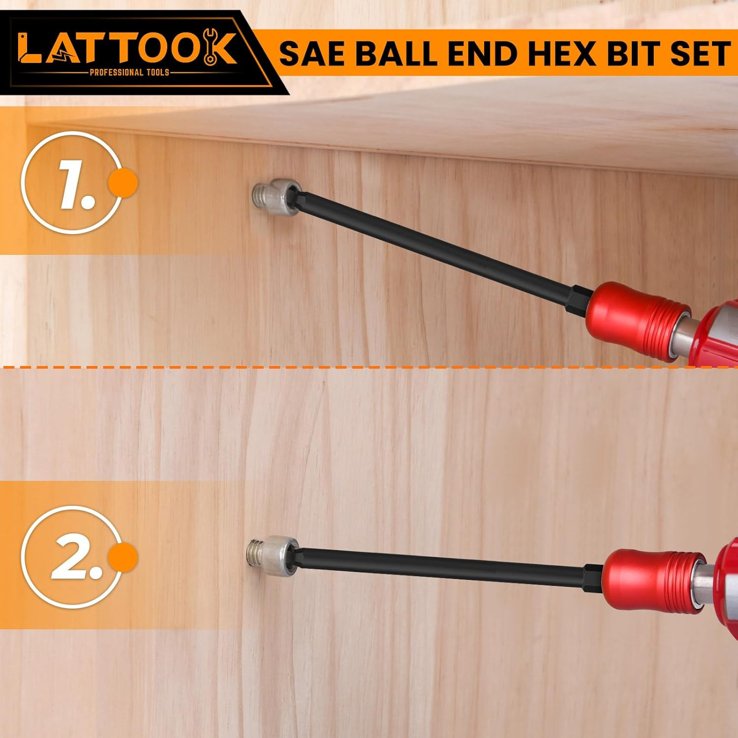 Ball End Hex Head Allen Drill Bit Set, 10PCS SAE 5/16” to 5/64” Ball End Hex B