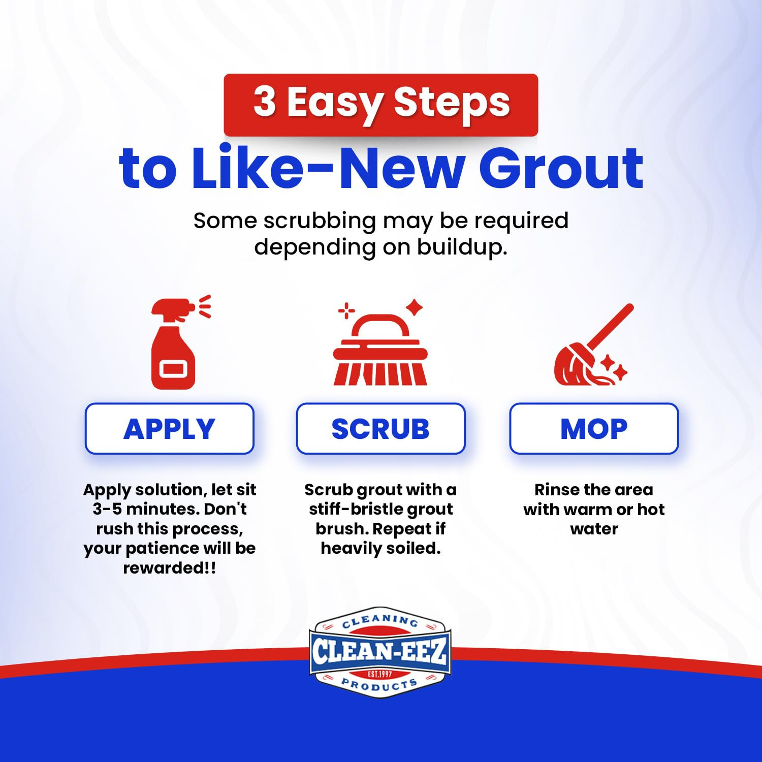 Clean-Eez Grout-Eez Tile Cleaner with Stand-Up Brush Head – 32 Oz Heavy-Duty Sta