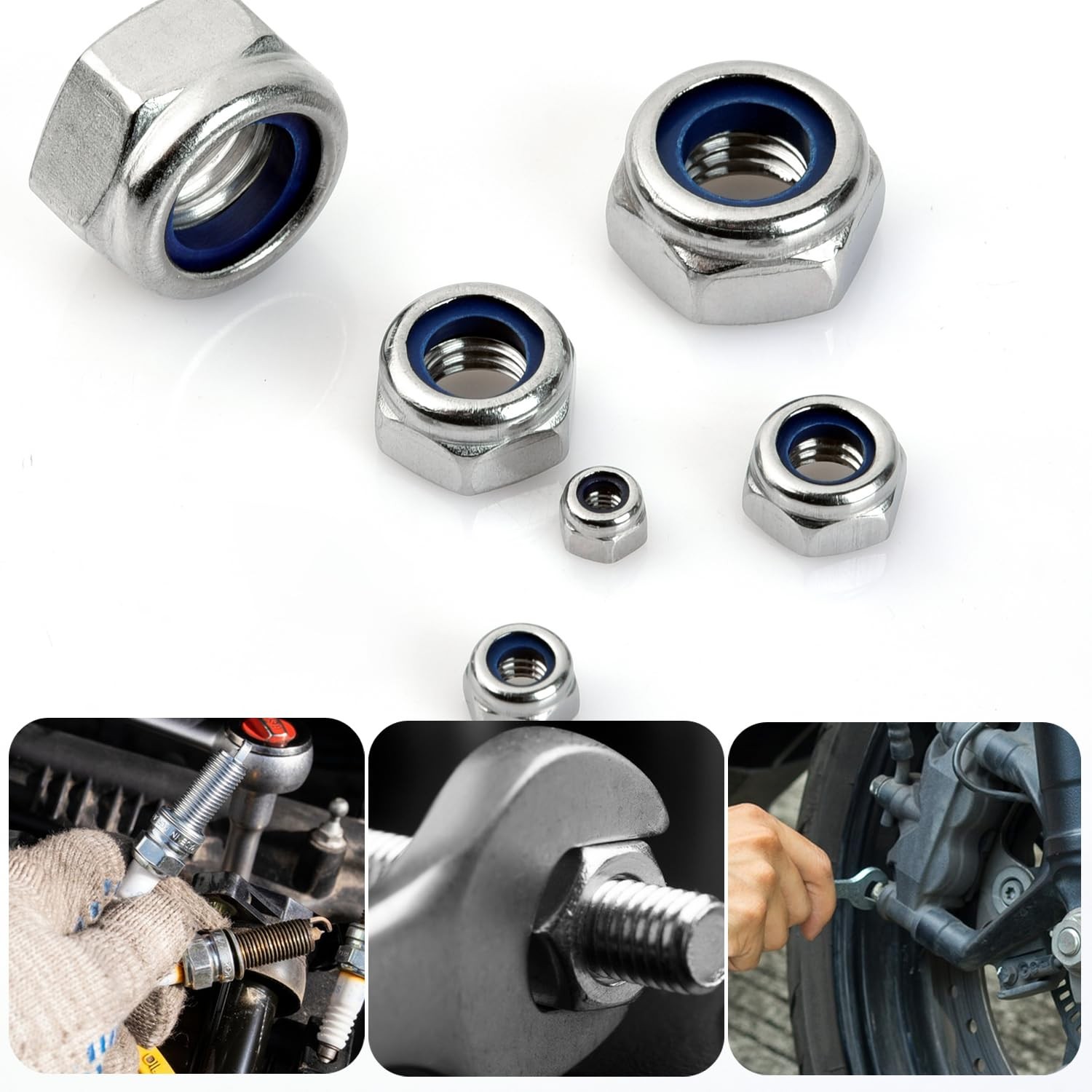 M6 x 1 mm Lock Nuts – 100PCS Nylon Insert Hex Locknuts,304 M6x1(100PCS)
