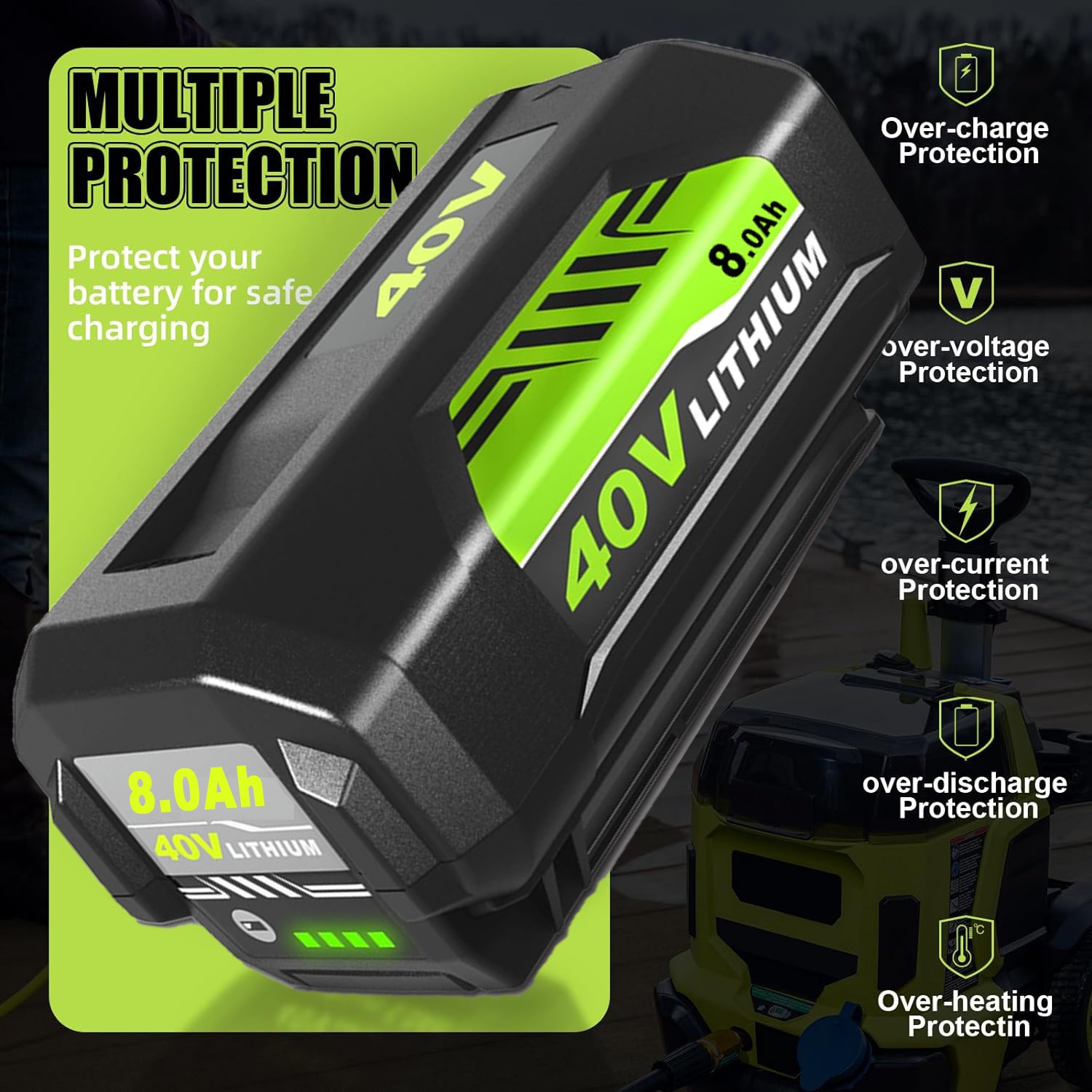 For Ryobi 40Volt LITHIUM Battery High Capacity Lithium OP4050 Battery/Charger