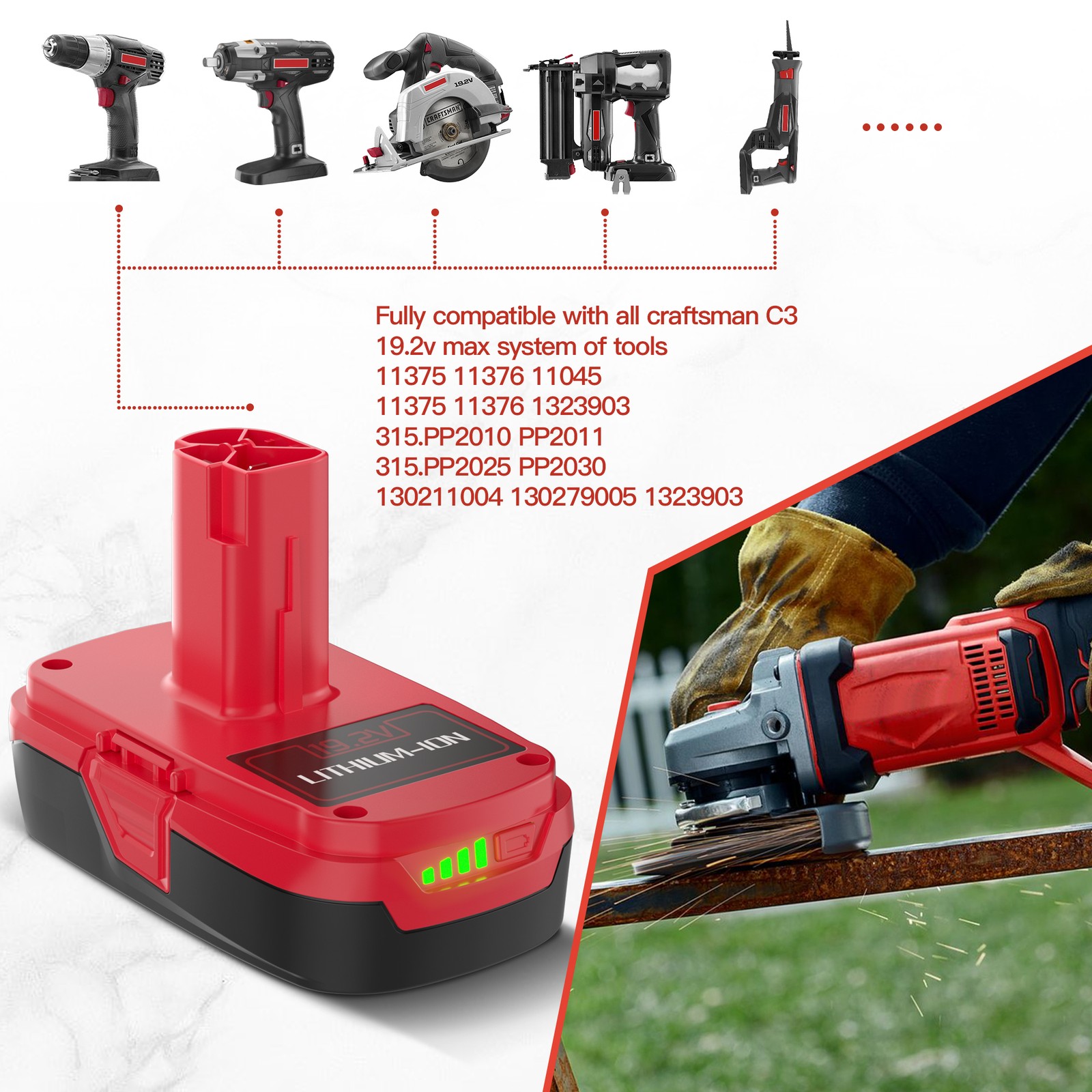 For Craftsman 8.0Ah 19.2V XCP Lithium-ion C3 Diehard Battery PP2025 315.PP2011