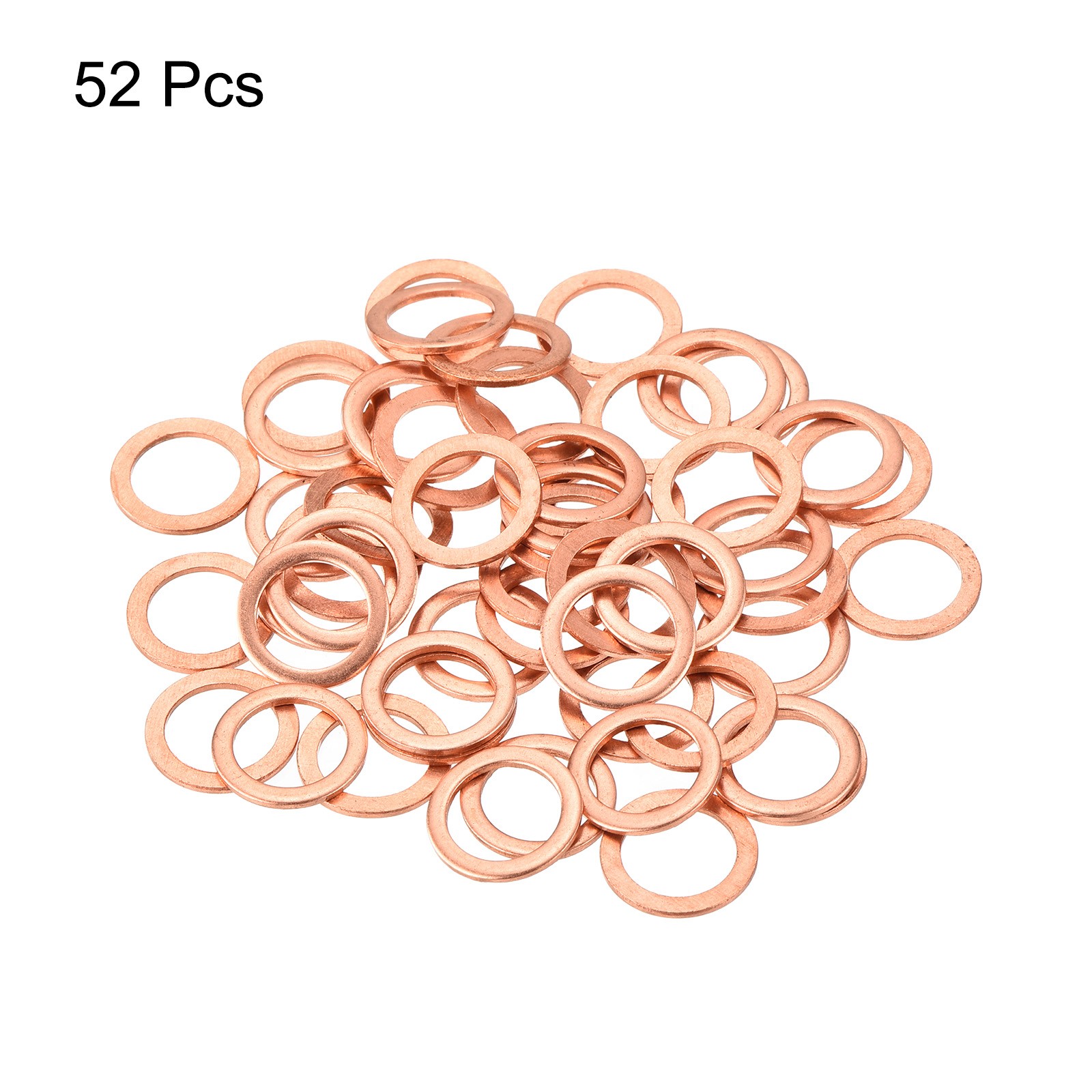 52 Pcs Flat Copper Washers 10x14x1mm Copper Flat Sealing Ring Washers