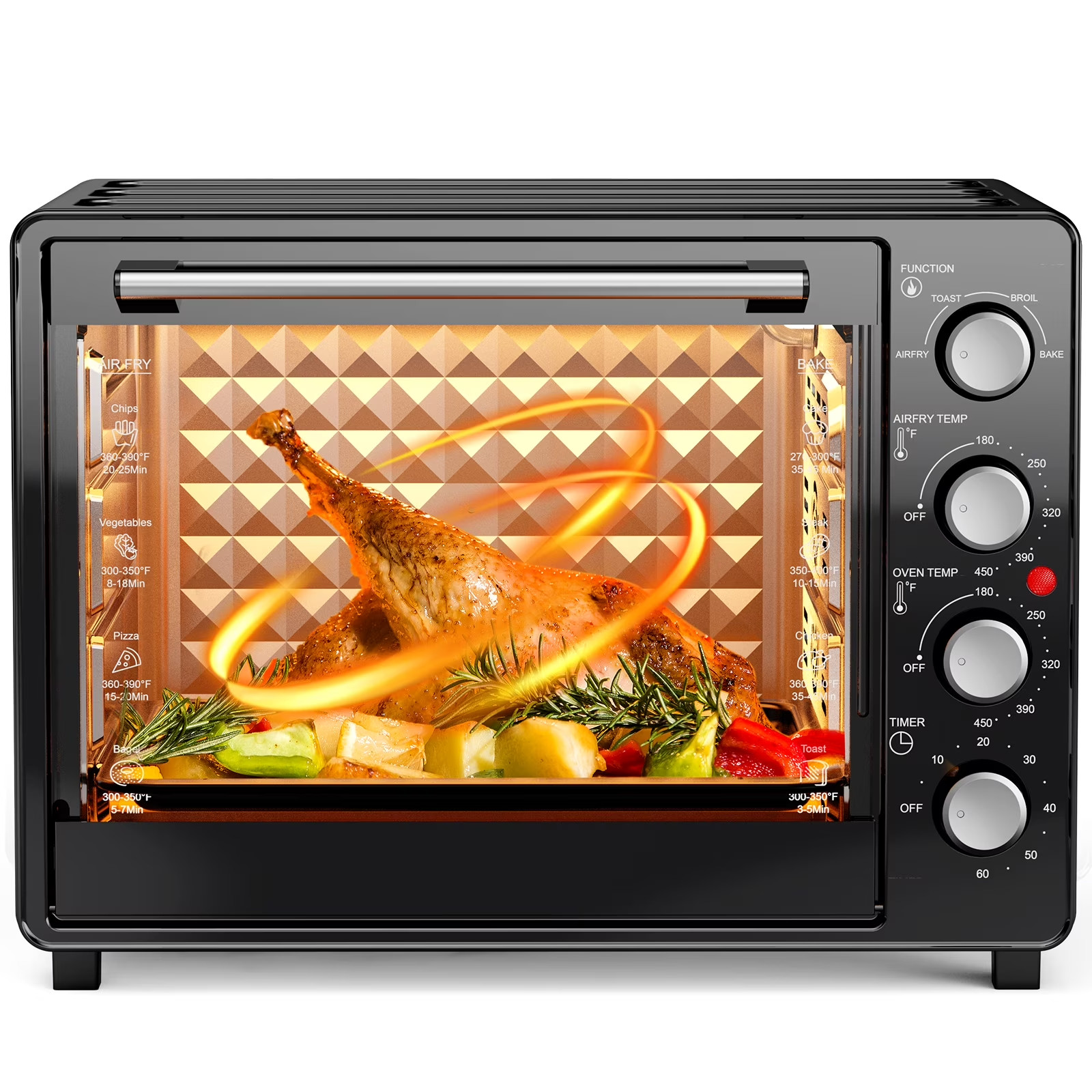 34QT Air Fryer Toaster Oven Combo Extra Large Countertop Cooker 1500W Oil-Less