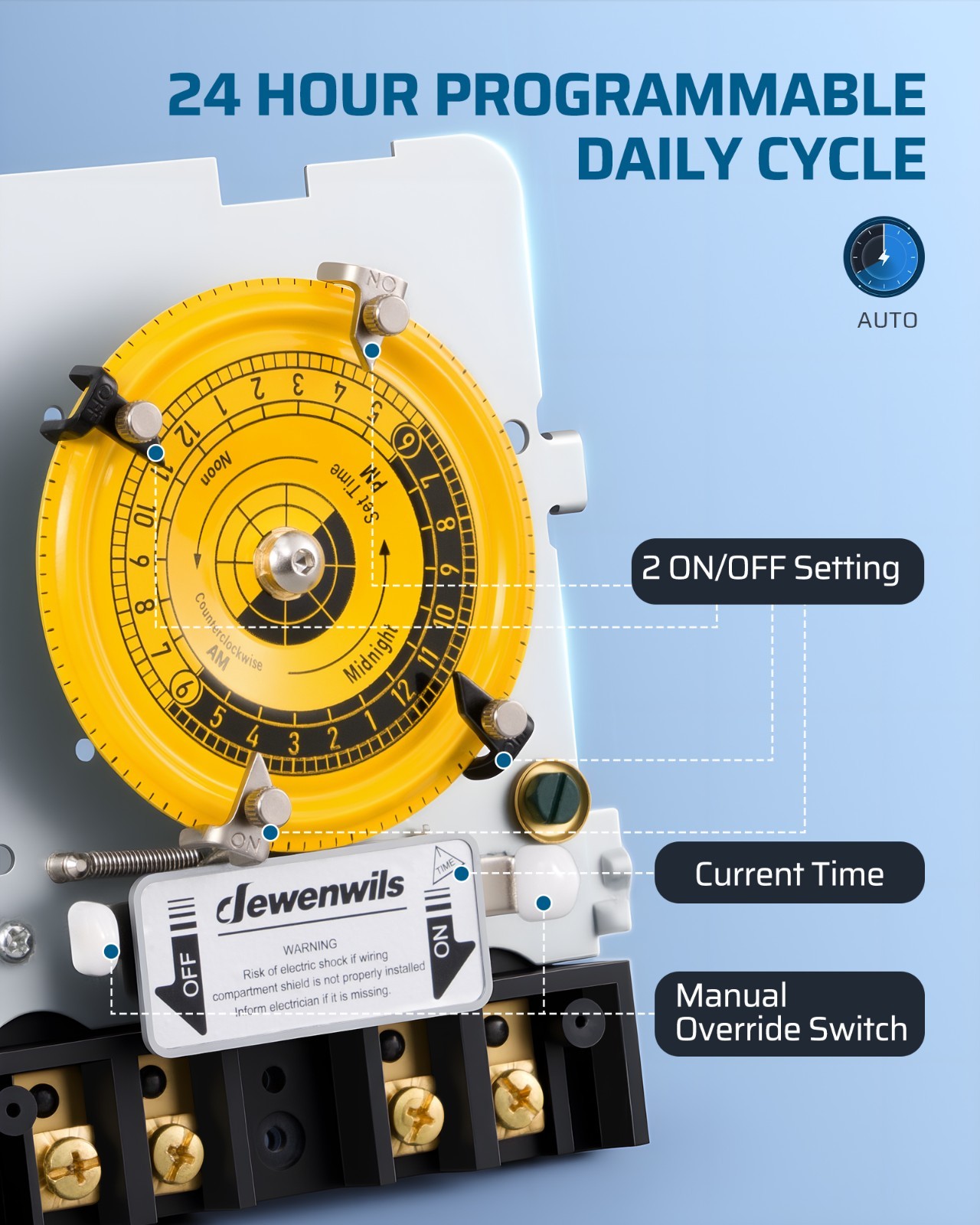 Heavy Duty 2HP 40A Pool Pump Timer 24 Hour Programmable Outdoor Weatherproof