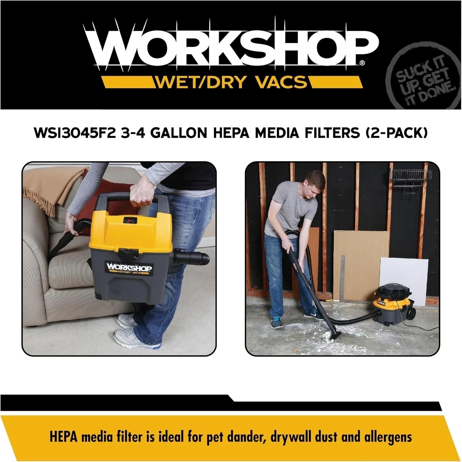 HEPA Media Vacuum Filter 2-Pack for Pollen & Allergens