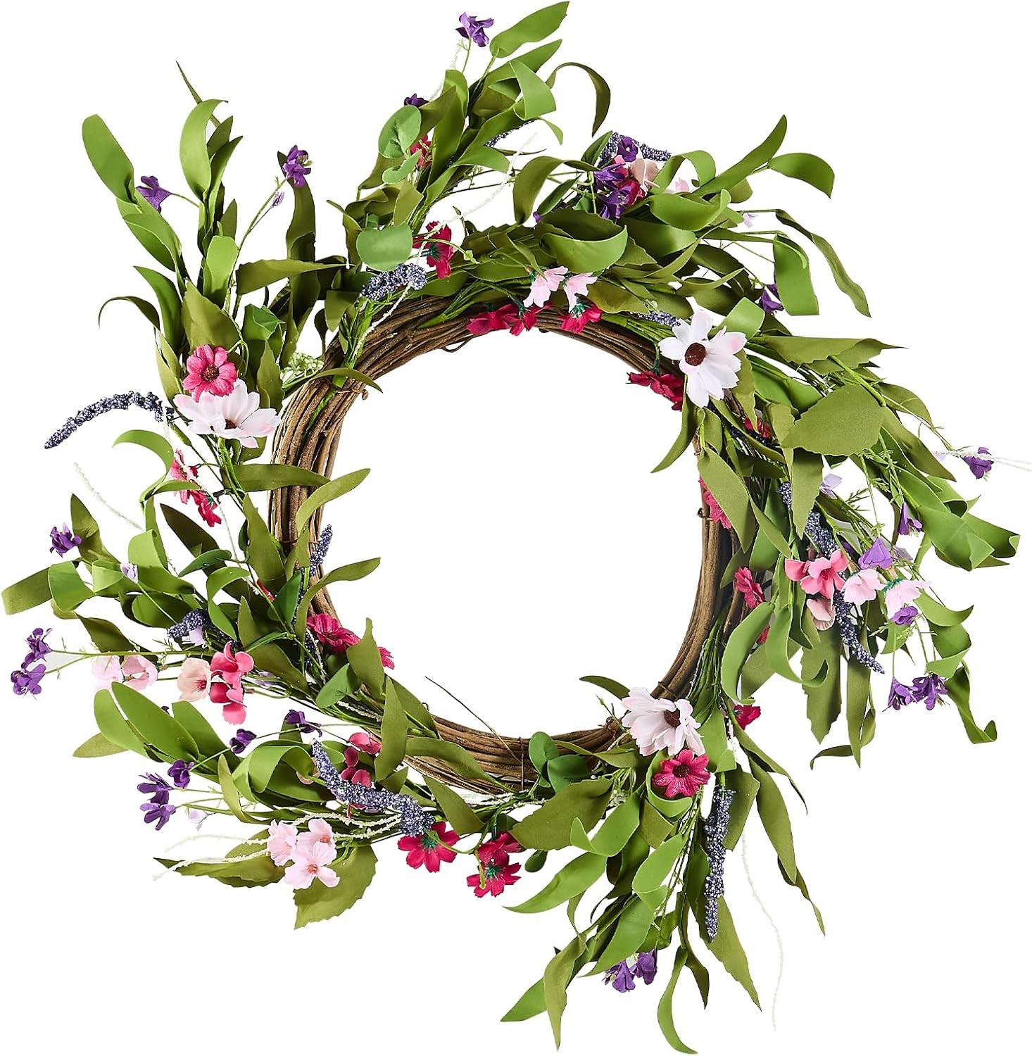 22in Spring Wreath for Front Door Artificial Daisy Lavender Indoor Outdoor Decor
