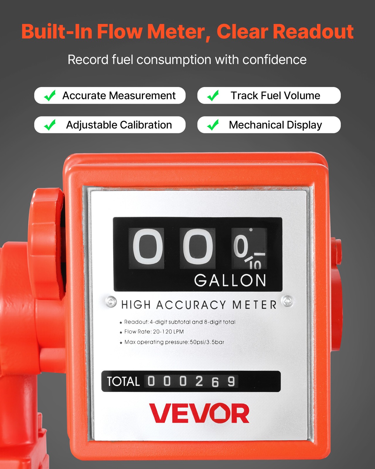 VEVOR Fuel Transfer Pump 110V Electric Oil Pump 20 GPM with Meter Fuel Nozzle