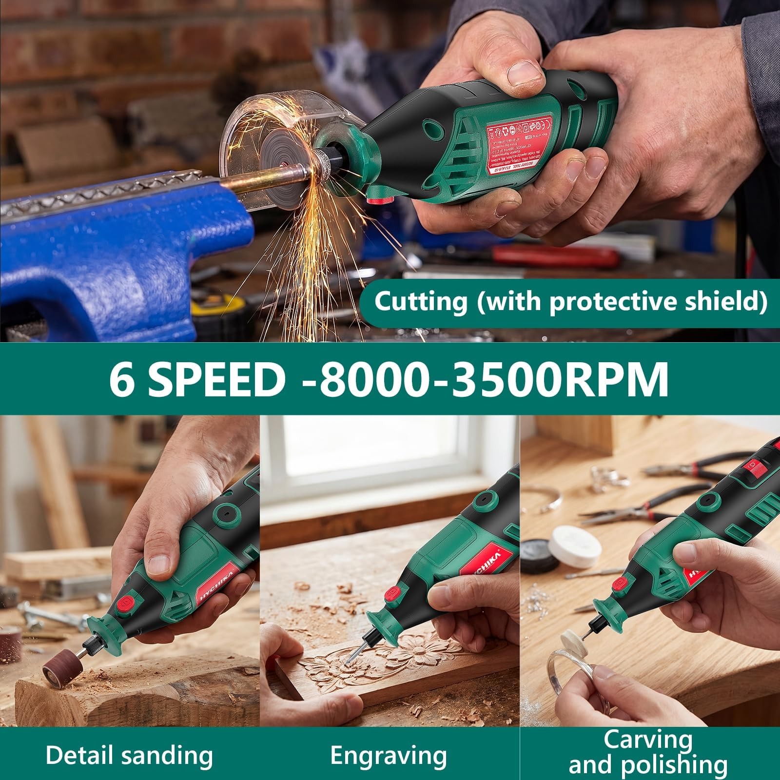 HYCHIKA 8000-35000 RPM Variable Speed Rotary mini, 1 Set of 180w Tool