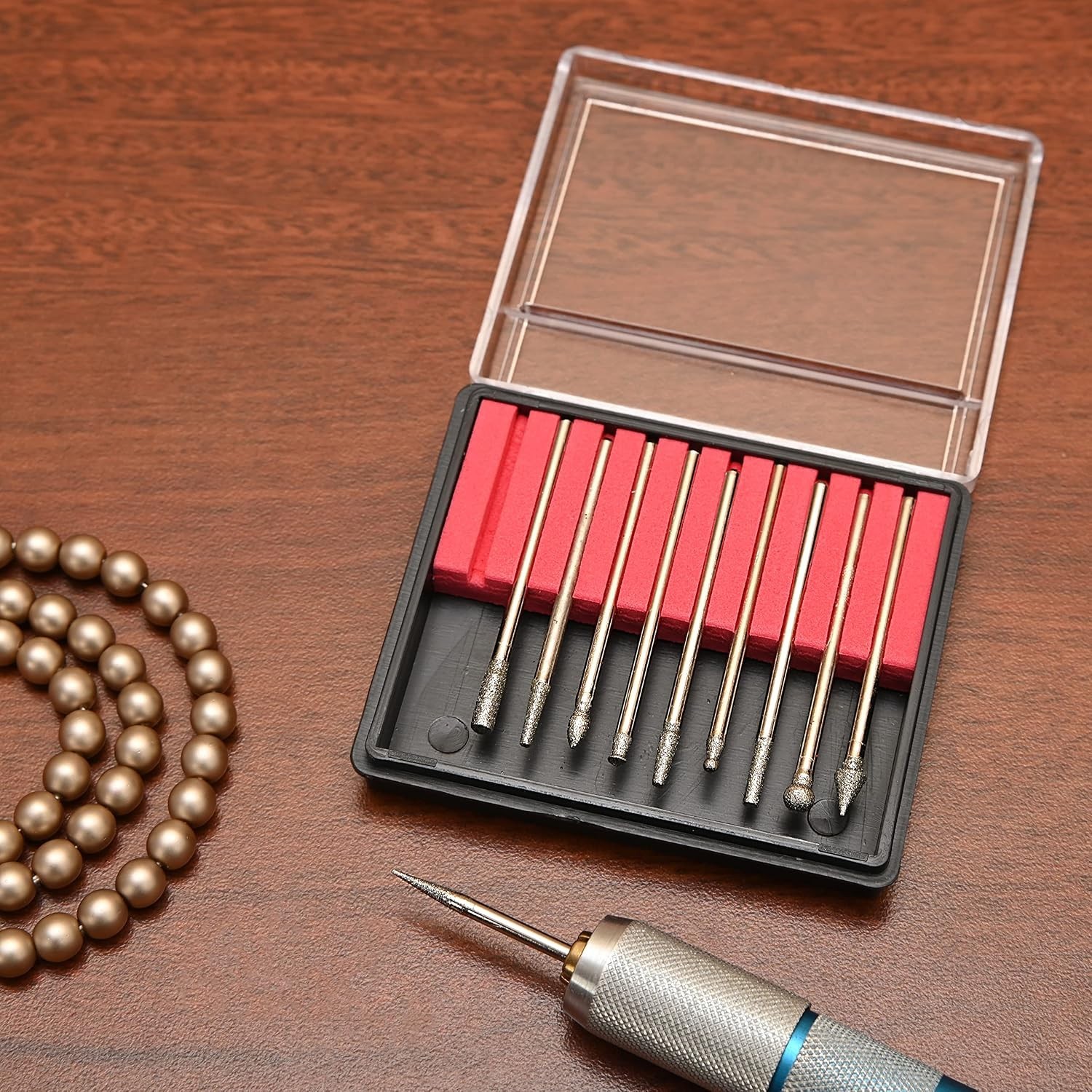 Diamond Coated Burr Set – 10 Bits with 2.35mm & 3.17mm Shanks for Versatile Use