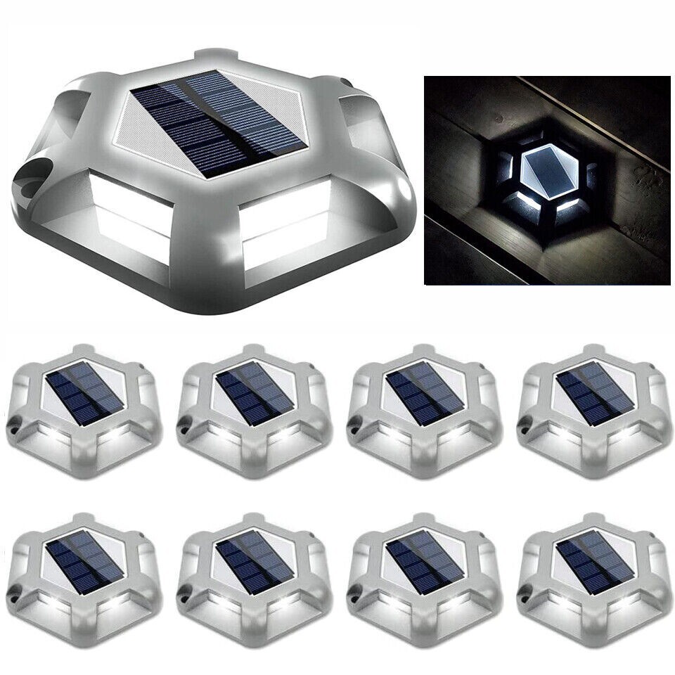 T-SUN 8Pack Solar Deck Lights Driveway Dock Garden LED Light Solar Powered Light